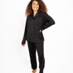 Women’s Pajama Set | Long Sleeves Shirt | Night Suit for Women - Shirt Only - Black - Image 3