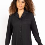 Women’s Pajama Set | Long Sleeves Shirt | Night Suit for Women - Shirt Only - Black - Image 2